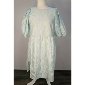 NWT Envii Ensophie Dress Size XS Women's Pastel Green Puffy Sleeves